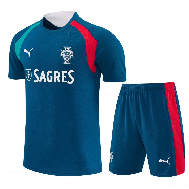 26/27 Portugal Dark Teal  Short Sleeve+Soccer Shorts