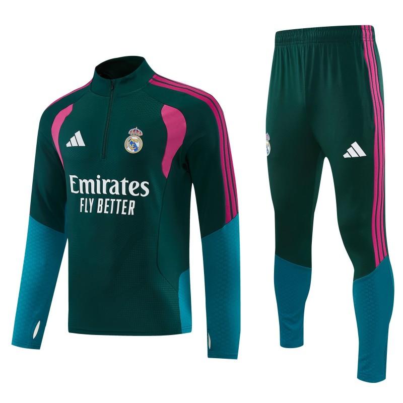 26/27 Real Madrid Dark Green Half Zipper Jacket Tracksuit + Long Pants