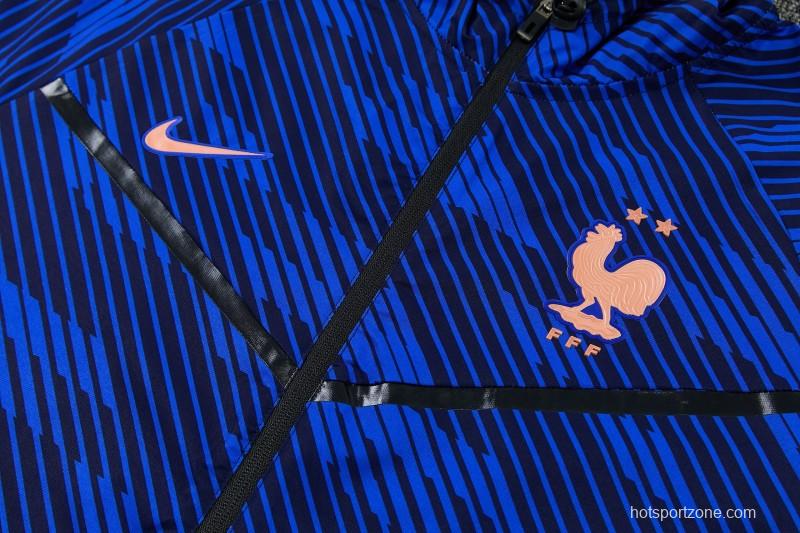 2026 France Navy Blue Full Zipper Hooded Jacket Tracksuit + Long Pants