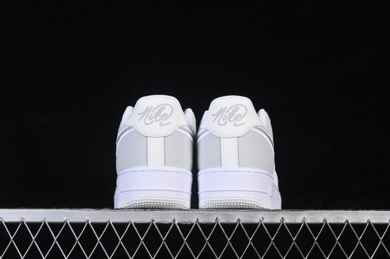 Nike Air Force 1 '07 Low White Grey Embroidery Casual Skateboard Shoes - IB6842-100