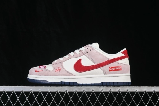Nike SB Dunk Low Collaboration White Red Pink Premium Custom Skateboarding Shoes - XZ5899-112