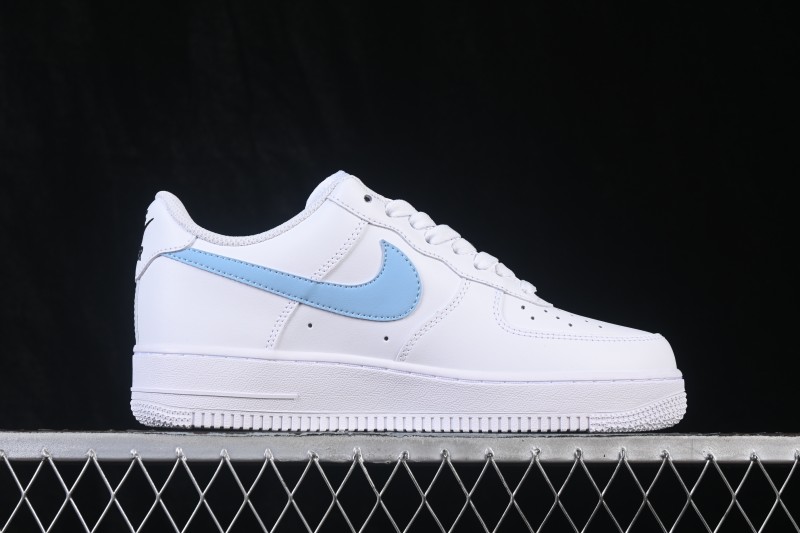 Nike Air Force 1 '07 Low Casual Basketball Shoes with White and Blue Swoosh and Full-Length Air Cushion - ZH0316-121