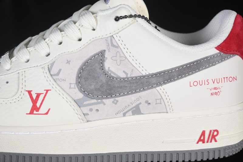 Nike Air Force 1 '07 Low Casual Sneakers with Full-Length Air Cushion and Classic White-Red Design - HS6188-134