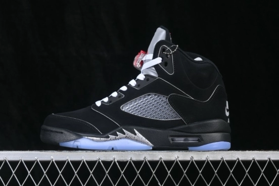 Nike Air Jordan 5 Retro Black Metallic Reimagined Basketball Shoes with Premium Leather Upper - HF3975-001