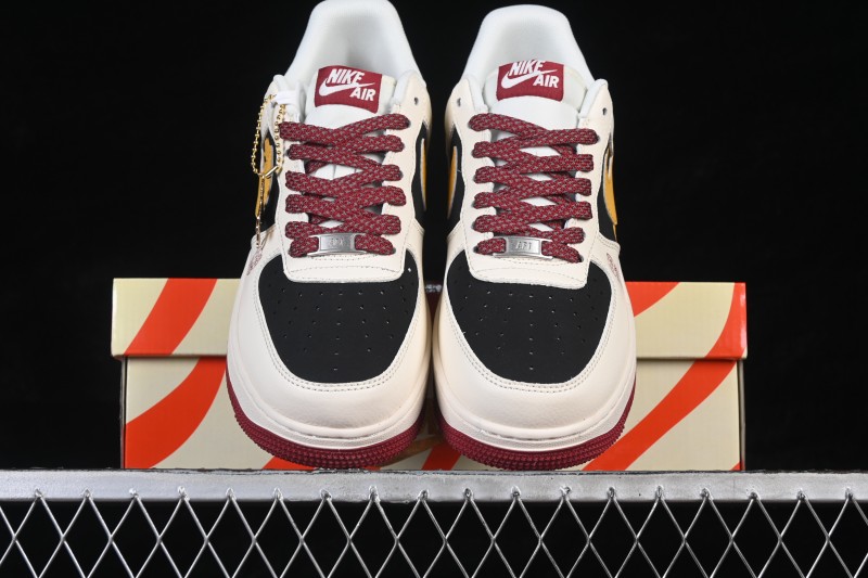 Nike Air Force 1 '07 Low Casual Sneakers with Wine Red Contrast Design - JP2026-152