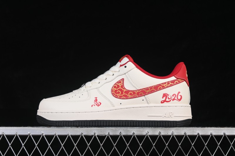 Nike Air Force 1 '07 Low Year of the Horse Limited Edition Red Swoosh Casual Sneakers - MZ9588-820
