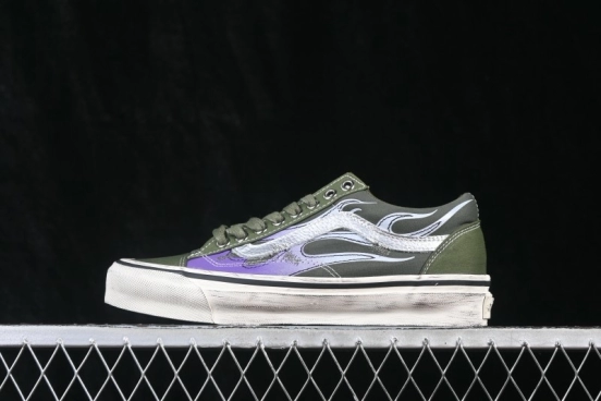 Vans Old Skool Flame Series Low-Top Casual Skate Shoes with Suede and Canvas Upper - VN000D9RGRK