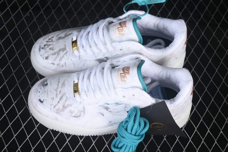 Nike Air Force 1 Low Beijing LeBron James Limited Edition Casual Sneakers with Jade Camouflage Print - IQ5373-100