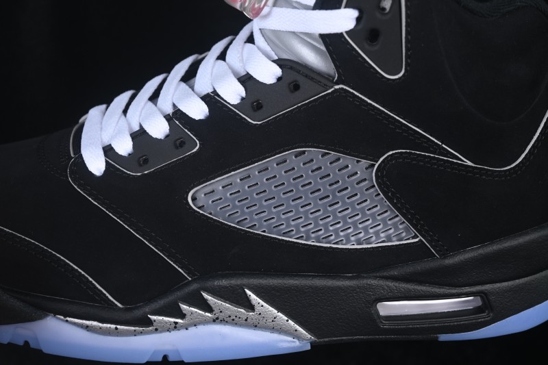 Nike Air Jordan 5 Retro Black Metallic Reimagined Basketball Shoes with Premium Leather Upper - HF3975-001