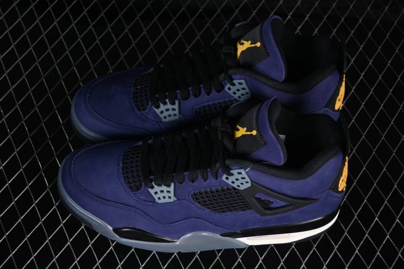 Nike Air Jordan 4 Retro "Lakers" Basketball Shoes with Premium Leather and Purple-Gold Colorway - FV5029-500