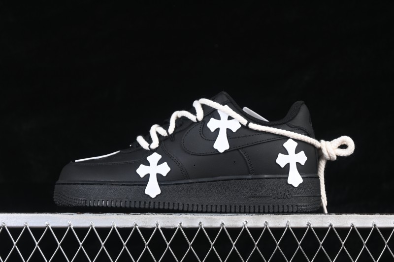 Nike Air Force 1 '07 Low Black Chrome Cross Casual Skateboarding Shoes - CW2288-111