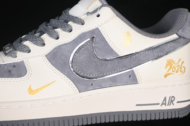 Nike Air Force 1 '07 Low Casual Skateboarding Shoes in Off-White and Grey - HT5088-615