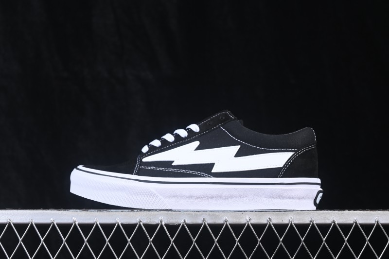 Revenge x Storm Old Skool Lightning Low-Top Casual Skate Shoes Black White - M.C3