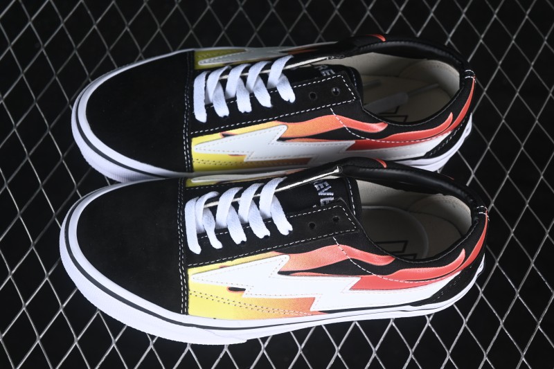 Revenge x Storm Old Skool Lightning Low-Top Casual Skate Shoes Black Flame - M.C3