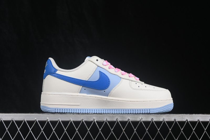 Nike Air Force 1 '07 Low Hand-Painted Sneakers with Pastel Blue and Pink Bubble Design - DB3301-112