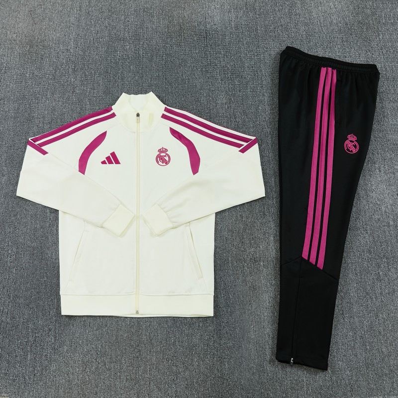 26/27 Real Madrid CF  White Full Zipper Jacket Tracksuit + Long Pants