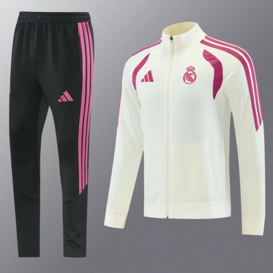 26/27 Real Madrid CF  White Full Zipper Jacket Tracksuit + Long Pants