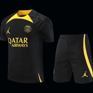 23-24 PSG Black Yellow Short Sleeve+Shorts