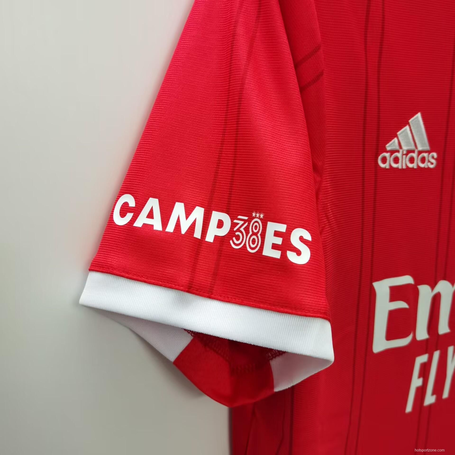 22/23 Benfica Home 38 Champions Jersey With Full Patches