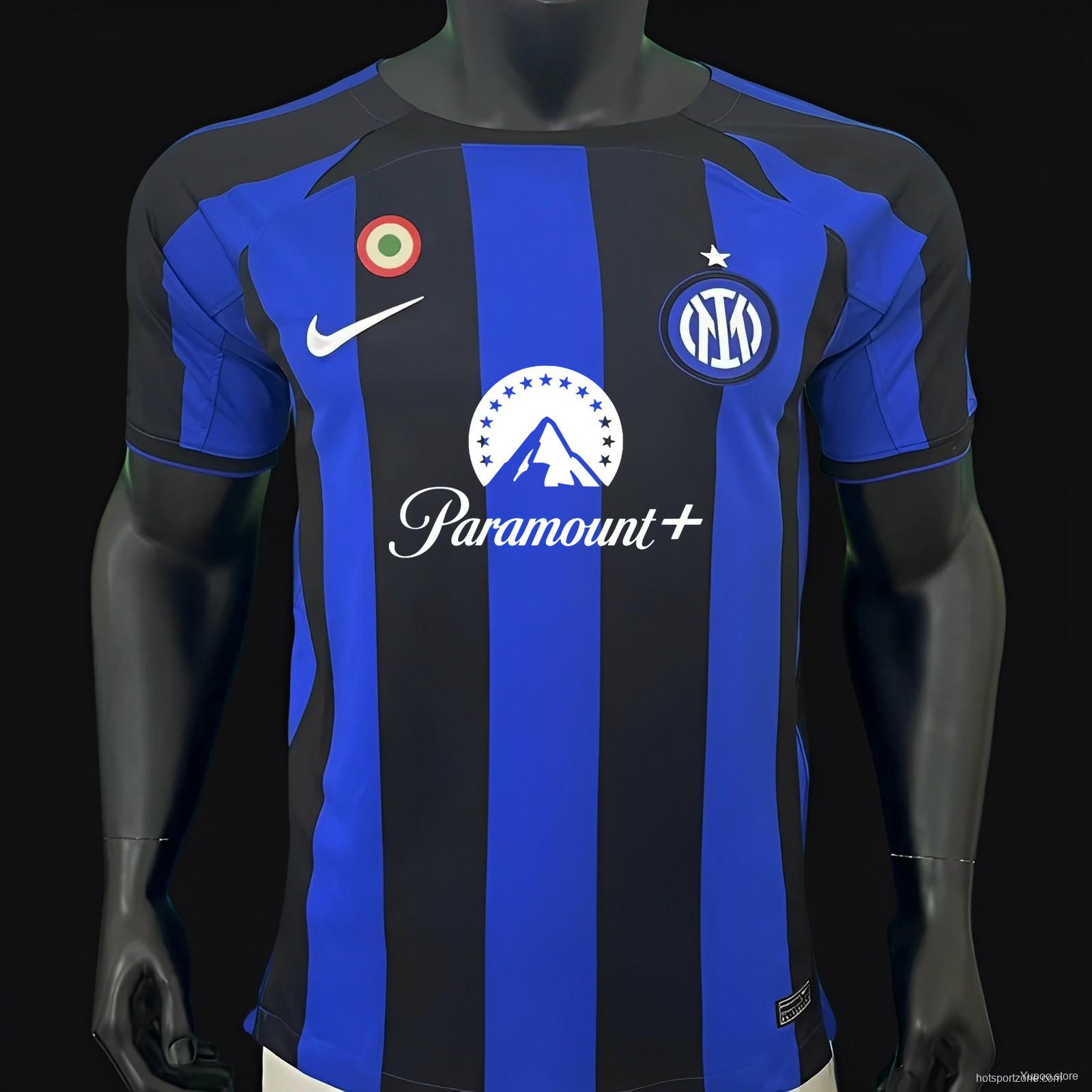 22/23 Inter Milan Home Jersey With Paramount Plus Sponsor