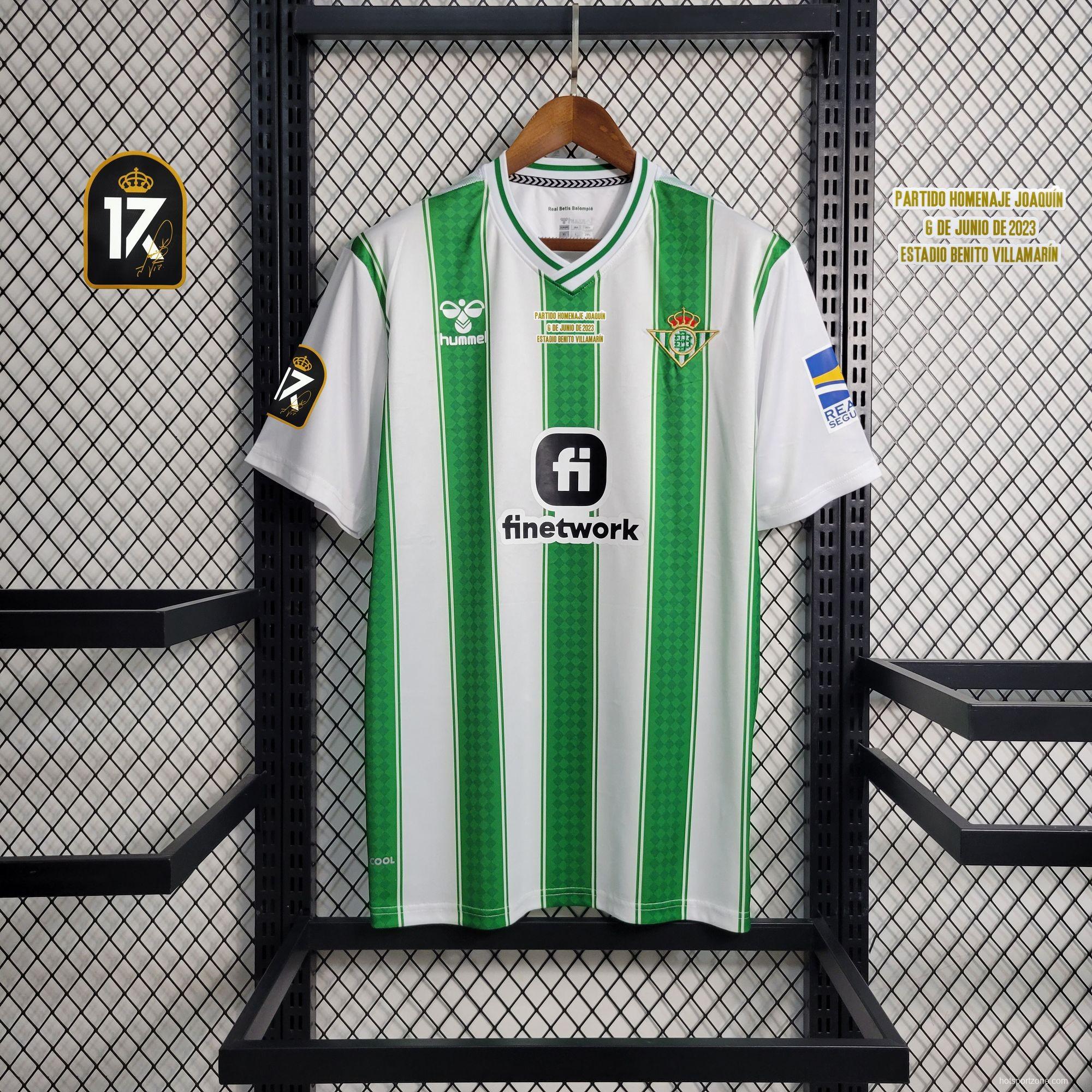 23/24 Real Betis Home JOAQUIN Jersey With Full Patches