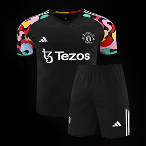 24/25 Manchester United Black Short Sleeve Jeresy+Shorts