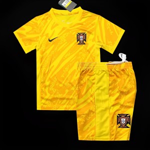 Kids 2024 Portugal Yellow Goalkeeper Jersey