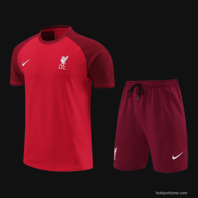 23/24 Liverpool Red Cotton Short Sleeve Jersey+Shorts