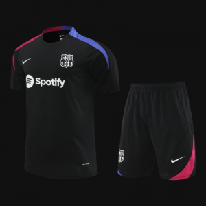 23/24 Barcelona Black Cotton Short Sleeve Jersey+Shorts