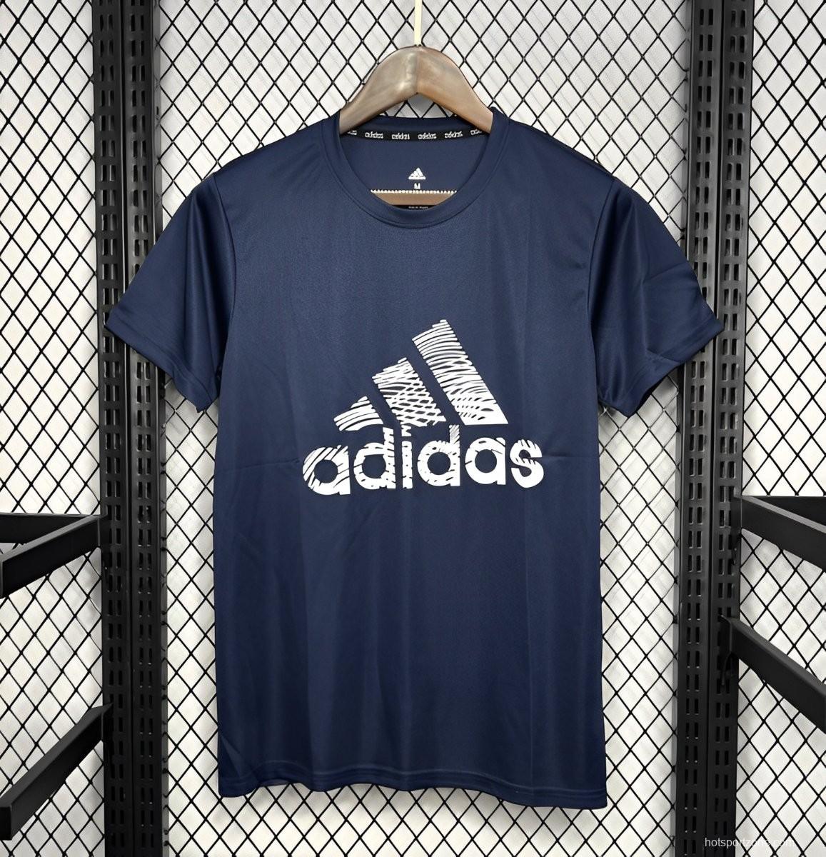 2024 Adidas  Royal Blue Cotton T-shirt #1033