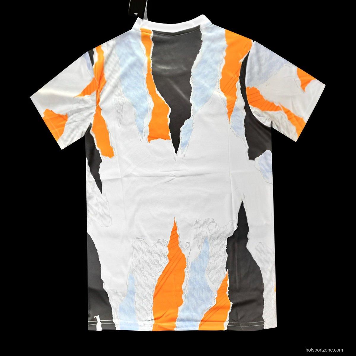 24/25 Real Madrid Adidas White Crew Orange Pre-Match Jersey