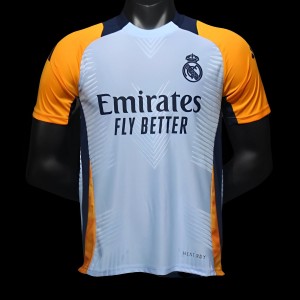 Player Version 24/25 Real Madrid Light Blue/Yellow Pre-Match Jersey