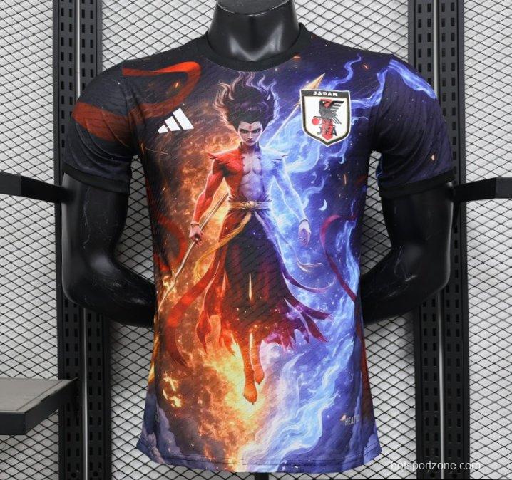 Player Version 2025 Japan NA ZHA Black with Fire & Ice Warrior Jersey