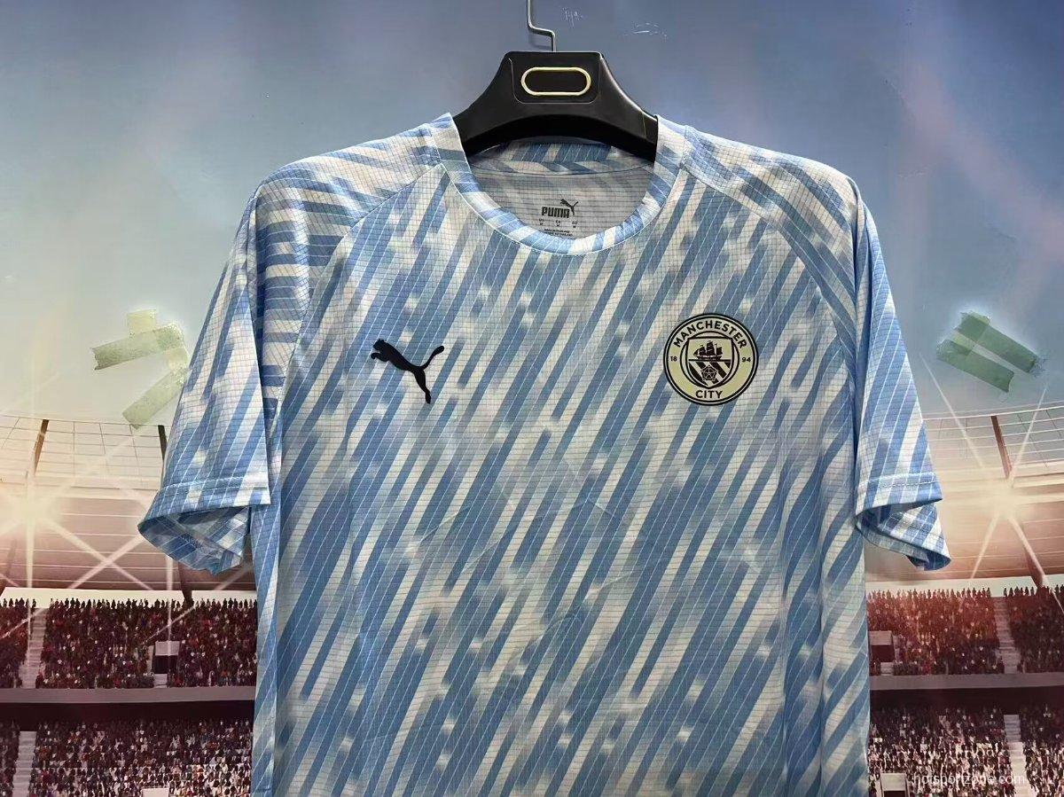 25/26 Manchester City Sky Blue with Diagonal Striped Pattern Jersey