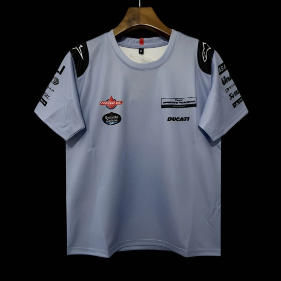 2025 F1 Gresini Racing Ducati Light Blue with Black Shoulder T-Shirt