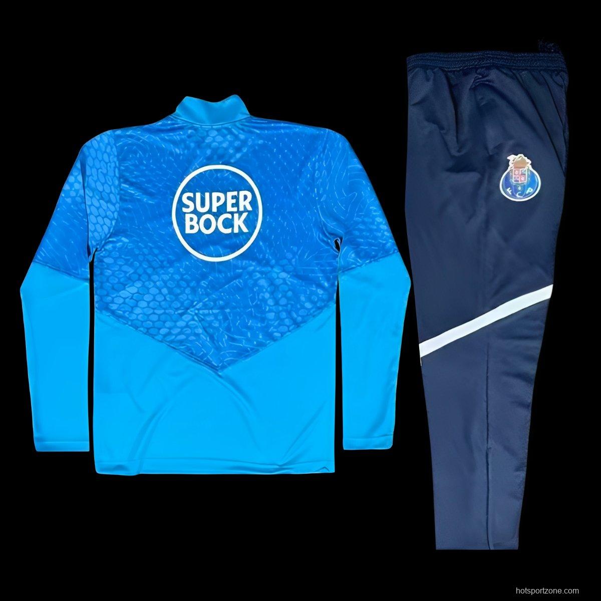 25/26 Porto Sky Blue / Light Blue Half Zipper Tracksuit+Long Pants
