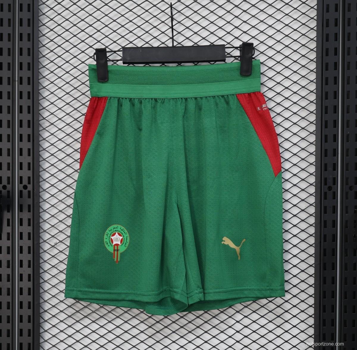 2026 Player Version Morocco Green with Red Side Panels Shorts