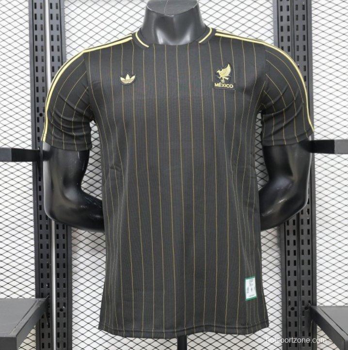2026 Player Version Mexico Black with Gold Pinstripes Jersey