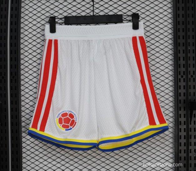 2026 Player Version Colombia White with Red Side Stripes Shorts