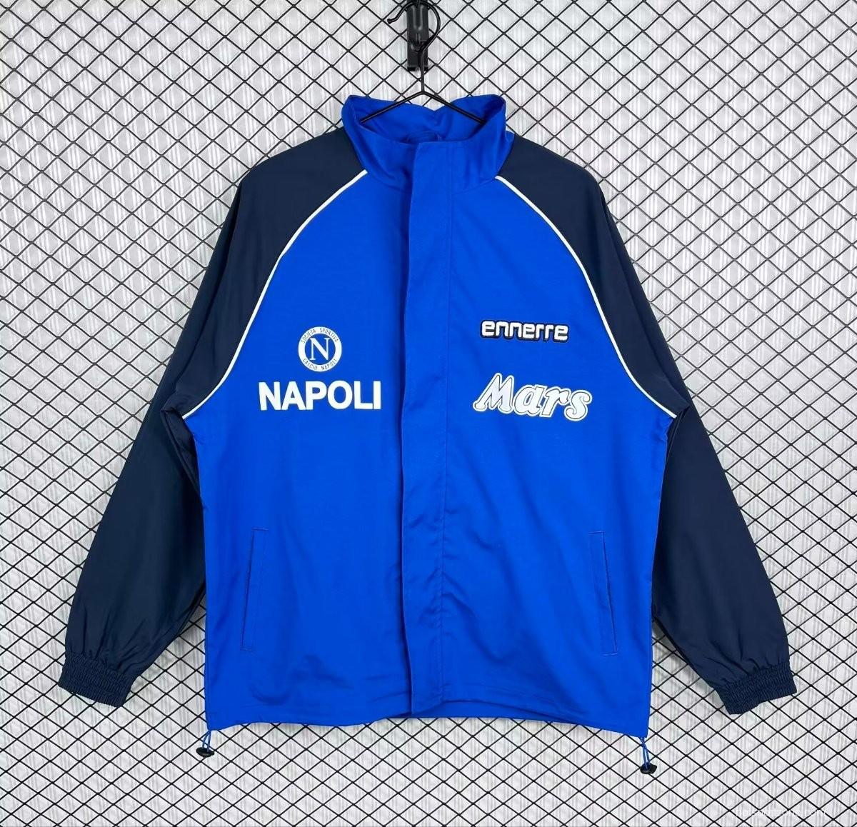 Retro 89/90 Napoli Blue/Black Full Zipper Windbreaker
