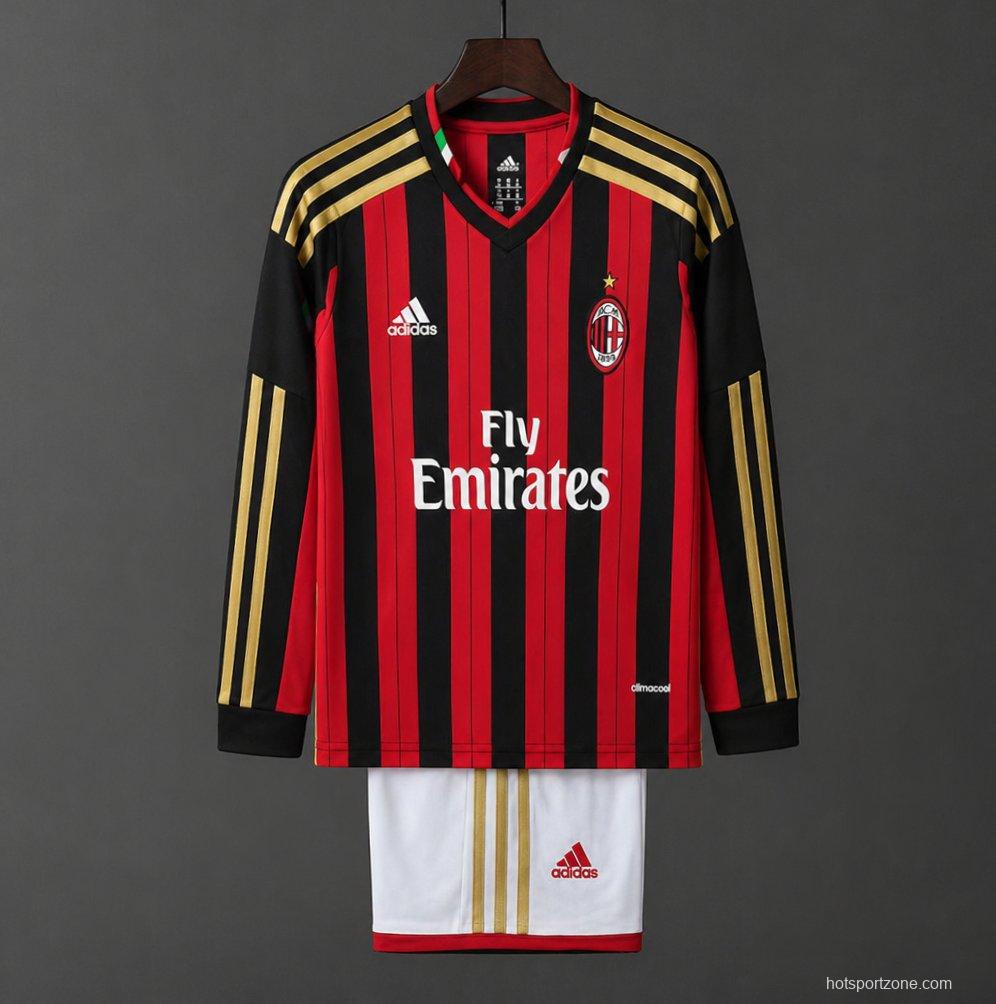 Retro 13/14 Kids  AC Milan Home Long Sleeve Jersey