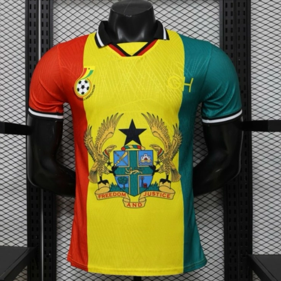 Player Version 2026 Ghana Special Edition Yellow Red Green with National Coat of Arms & Flag Jersey