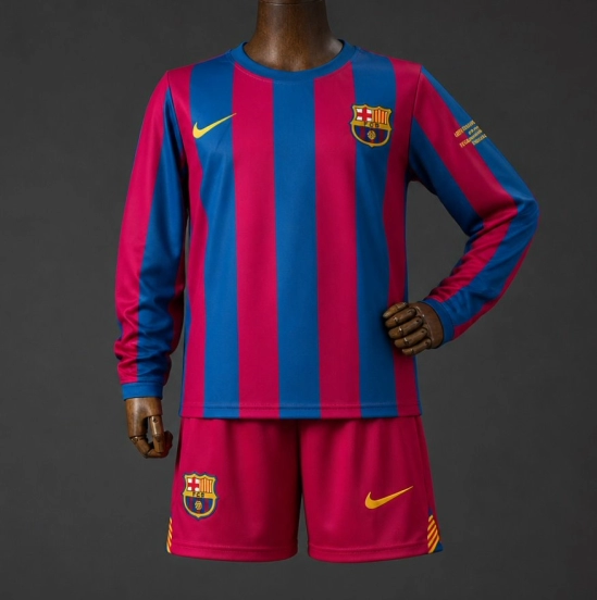 Retro Kids 05/06 Barcelona Home Long Sleeve Champion League Jersey