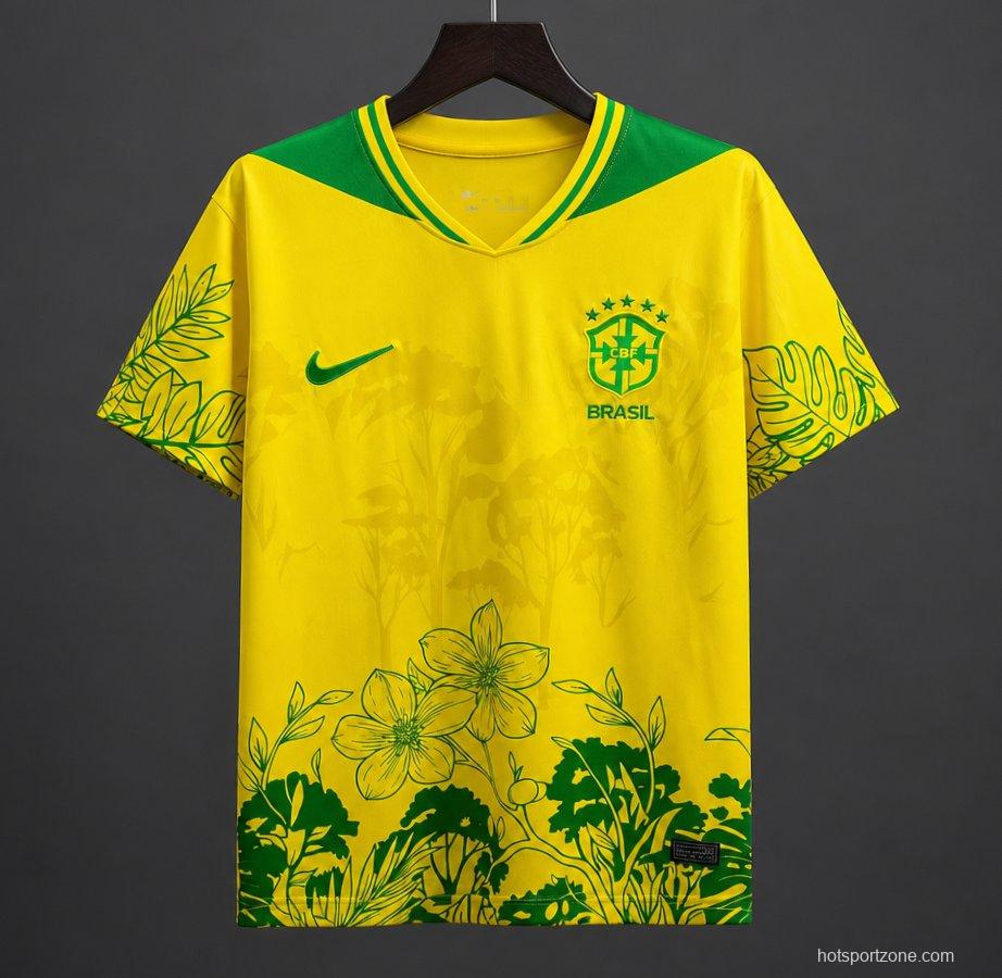 2026 Brazil Yellow Green Special Edition Floral Jersey