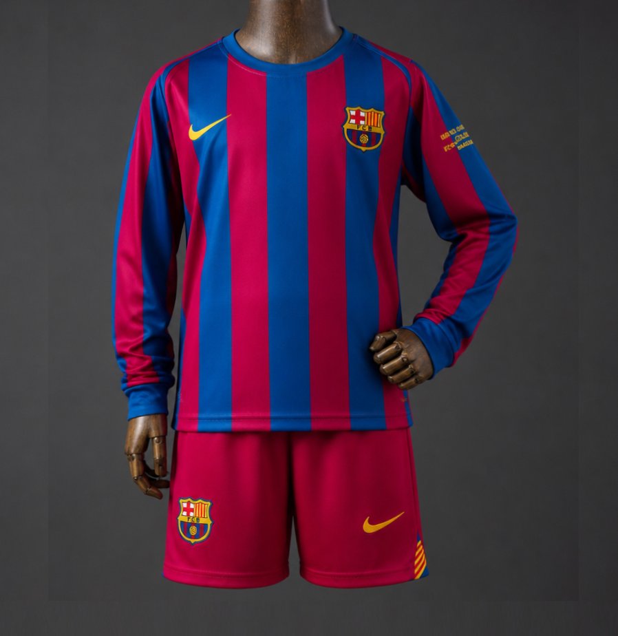 05/06 Kids Barcelona Home (UEFA Champions League) Retro Long Sleeve Kit Jersey SIZE 16-28