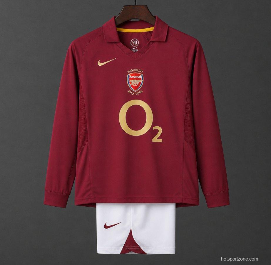 Retro Kids 05/06 Arsenal Home Long Sleeve Jersey