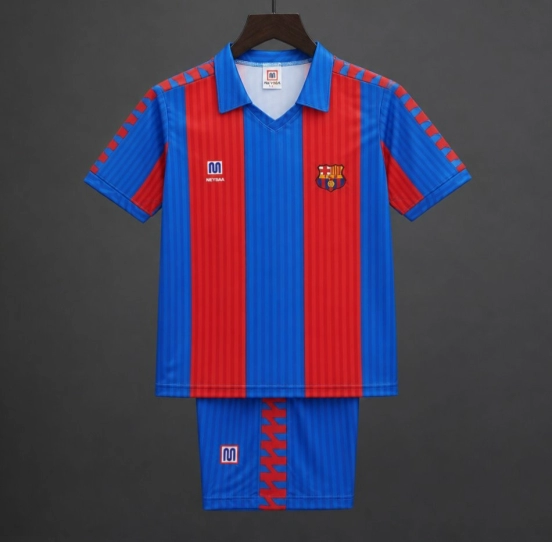 Retro 1989/92 Kids FC Barcelona Blue & Red Stripe Home Jersey