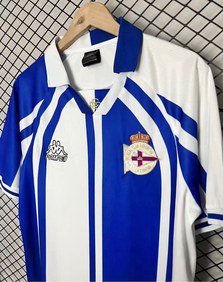 Retro  Deportivo La Coruña Blue & White Stripe Home Jersey