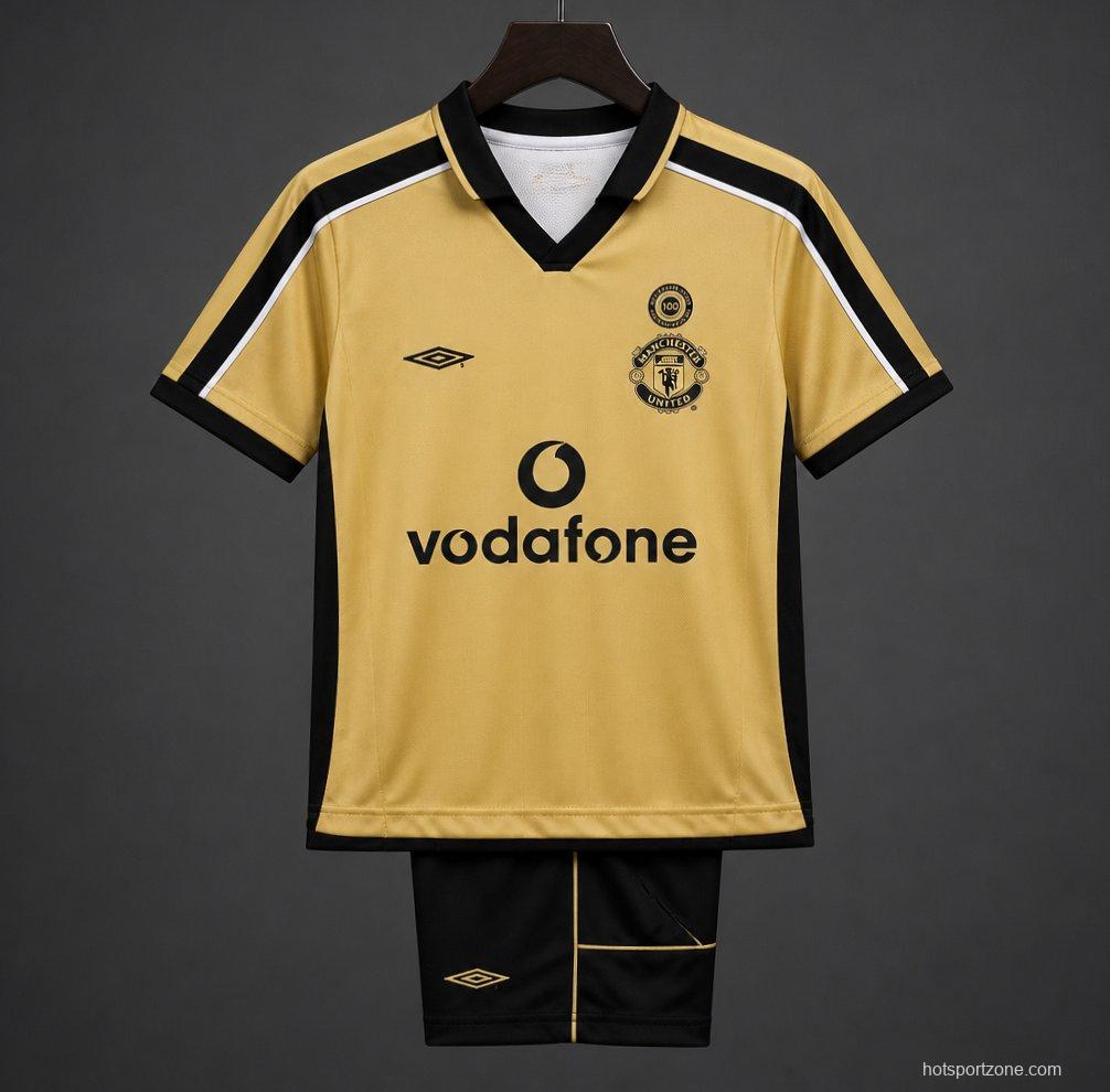 Retro Kids 01/02 Manchester United Centenary Golden Reversible Jersey