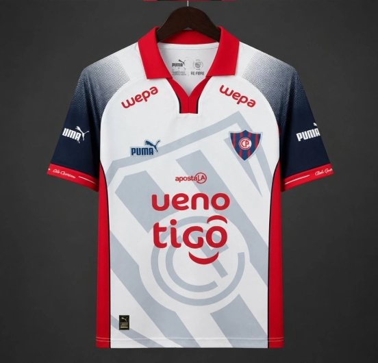 2026/27 Cerro Porteño White with Navy Blue Sleeve Away Jersey